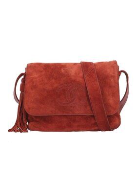 Chanel Shoulder Bag Suede Red